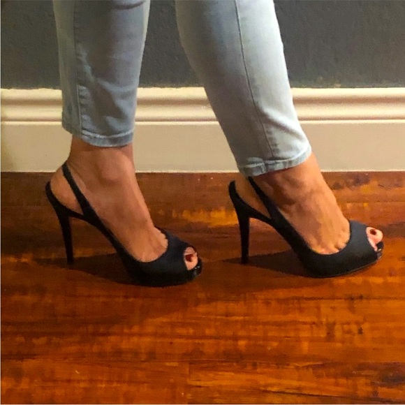 Christian Louboutin Black Patent Leather Peep-Toe Heels - Picture 10 of 15